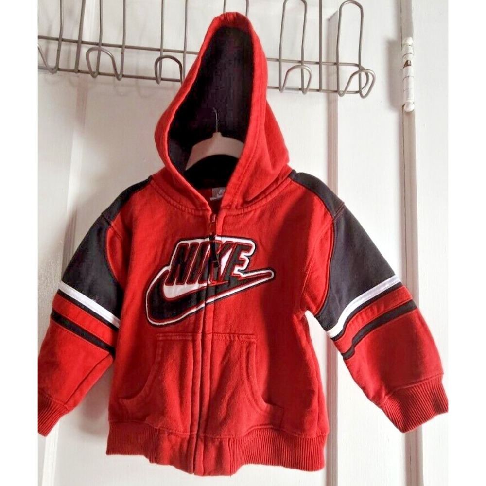 2009 NIKE full zip hoodie spellout embroidered‎ colorblock jacket boy Sz 2T